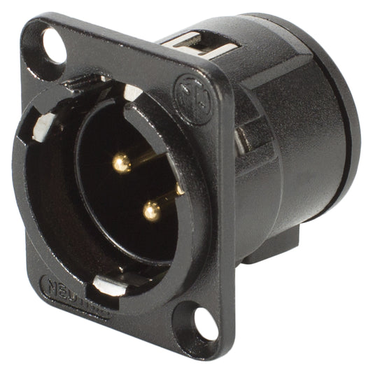 NEUTRIK® XLR, 3-pole , metal-, Print connection vertical-kištukas jungtis, gold plated contact(s), Type D, juodas