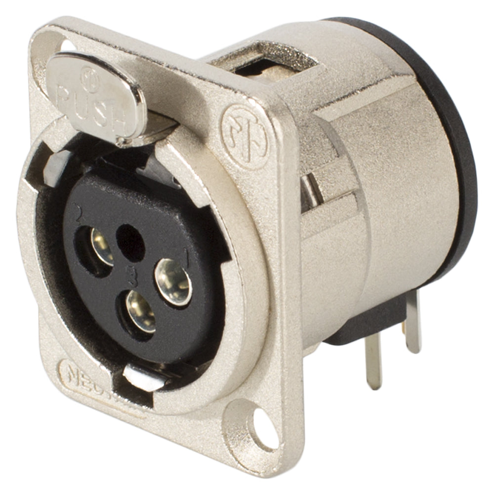 NEUTRIK® XLR, 3-pole , metal-, Horizontal print connection-lizdas jungtis, sidabrinis plated contact(s), Type D, nickel