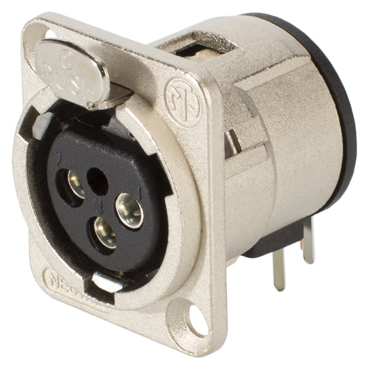 NEUTRIK® XLR, 3-pole , metal-, Horizontal print connection-lizdas jungtis, sidabrinis plated contact(s), Type D, nickel