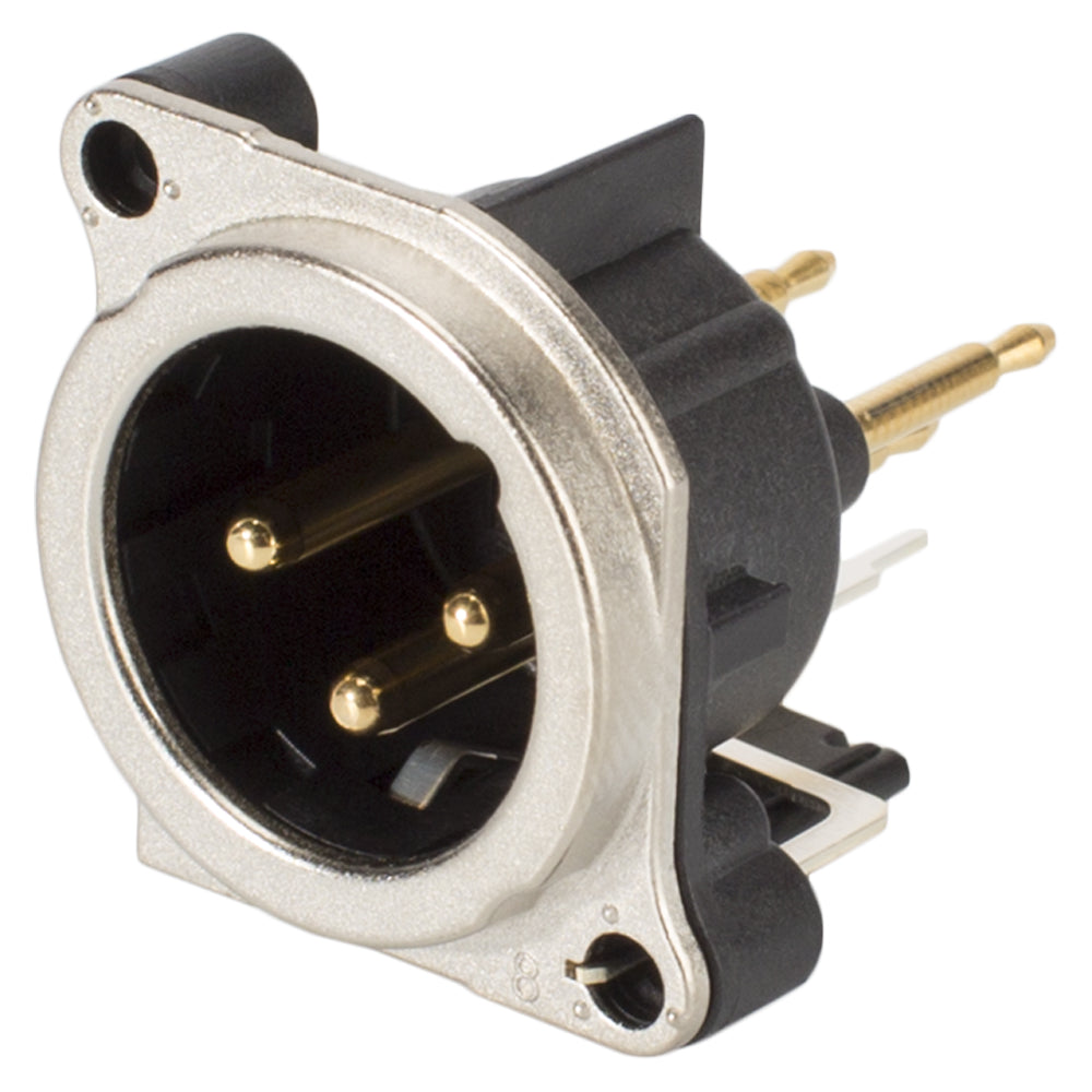 NEUTRIK® XLR, 3-pole , metal-, Print connection vertical-kištukas jungtis, gold plated contact(s), Type B, chrome coloured