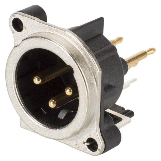 NEUTRIK® XLR, 3-pole , metal-, Print connection vertical-kištukas jungtis, gold plated contact(s), Type B, chrome coloured