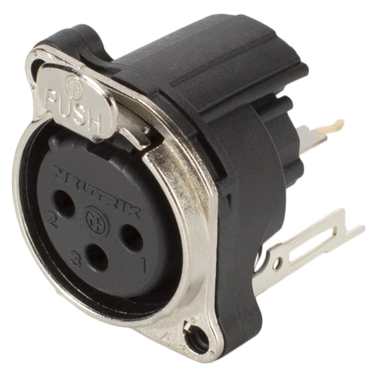 NEUTRIK® XLR, 3-pole , metal-, Print connection vertical-lizdas jungtis, gold plated contact(s), Type B, chrome coloured