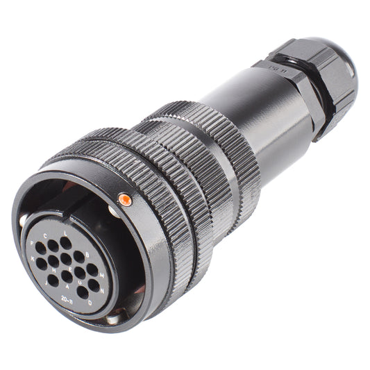 HICON Rund-LK, arrangement 20-11, Contact Size 16, 13-pol , metal-, Cable socket, bayonet husk, juodas