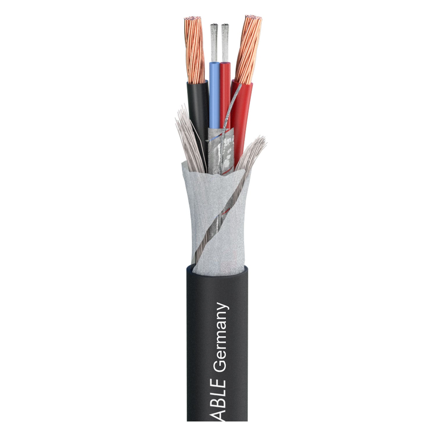 SC-Kolorith 1; audio: 1 x 2 x 0,38 mm²; power: 2 x 2,00 mm²; PVC Ø 7,40 mm; juodas - 100 m ritė