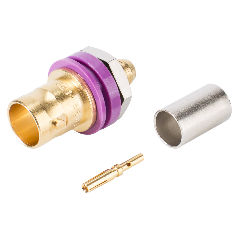 HICON BNC 3G-SDI crimp-lizdas jungtis, ground isolated, thread 1/2", violetinis
