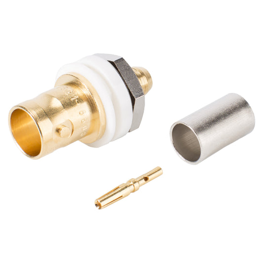 HICON BNC 3G-SDI crimp-lizdas jungtis, ground isolated, screw thread, geltonas