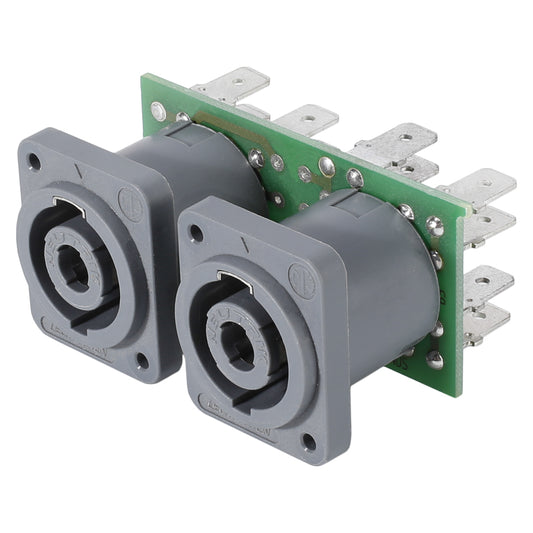 jungtis Module 2 x NL4MDV, 4 polių, 2 HE, 1 BE, plastikinė, 6.3 mm užmaunami mentiniai kontaktai-, sidabruoti kontaktai, pilkas, for SYS-series