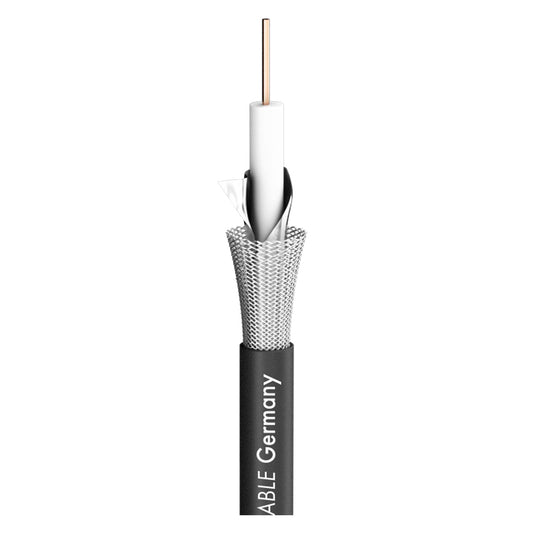 SDI kabelis 12G SC-Slimline; 1 x 0,60; FRNC Ø 4,20 mm; juodas - 100 m ritė