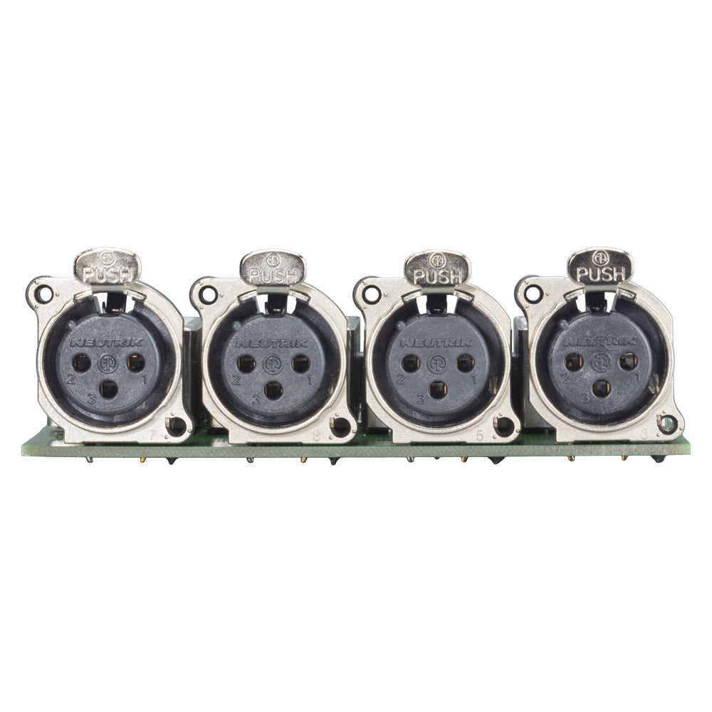 Splitter module 4 x XLR B-Series lizdas, 3-pole , 1 HE, 3 BE, metal-, 2 x 14-pole blade terminal-, sidabrinis plated contact(s), nickel, for SYS-series