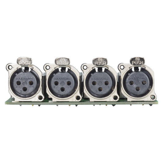 Splitter module 4 x XLR B-Series lizdas, 3-pole , 1 HE, 3 BE, metal-, 2 x 14-pole blade terminal-, sidabrinis plated contact(s), nickel, for SYS-series