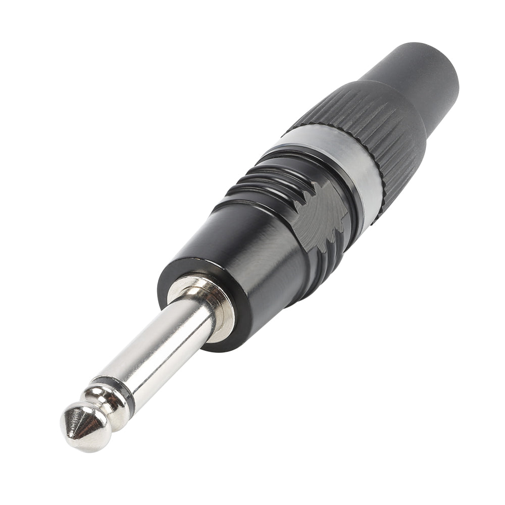 HICON jack (6,3mm) 2-pole Cap: plastic-kištukas jungtis, tiesi, juodas