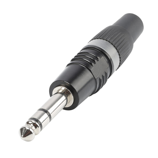 HICON jack (6,3mm) 3-pole Cap: plastic-kištukas jungtis, tiesi, juodas