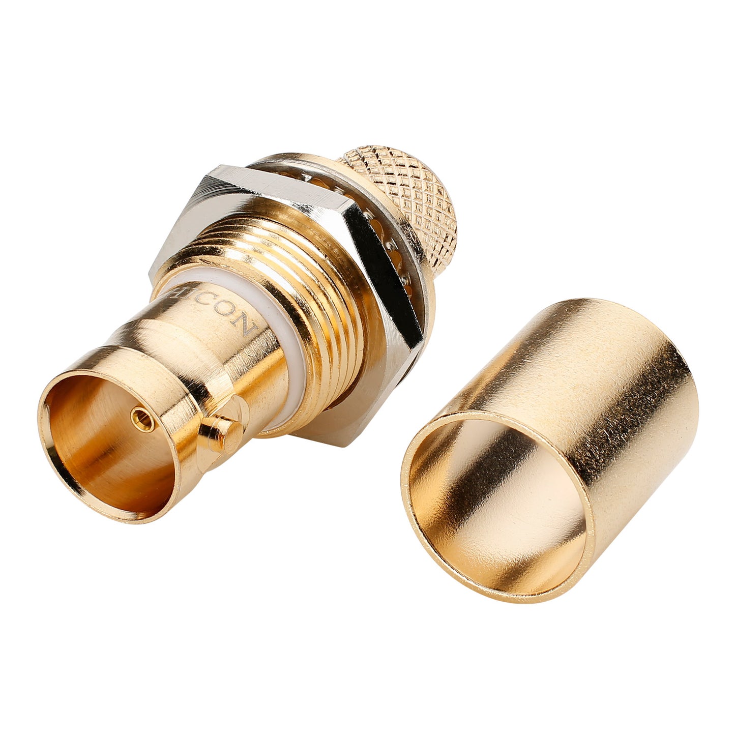HICON BNC 3G-SDI crimp-lizdas jungtis, ground isolated, tiesi, gold