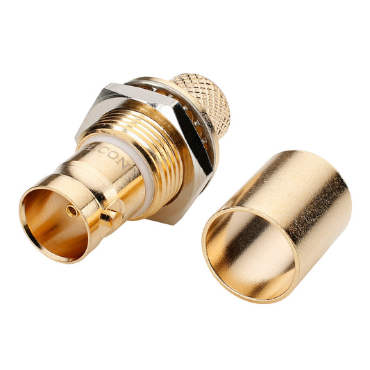 HICON BNC 3G-SDI crimp-lizdas jungtis, ground isolated, tiesi, gold