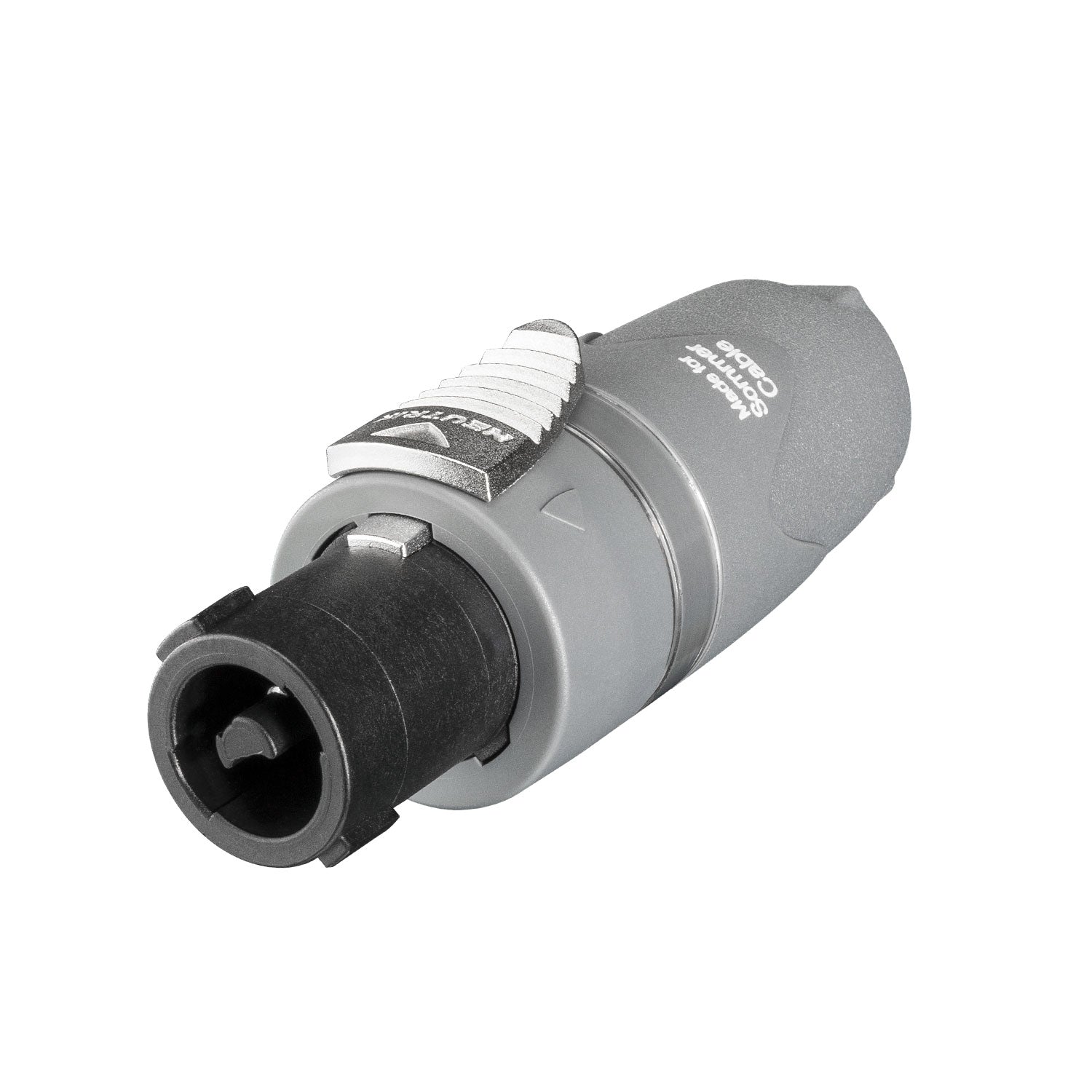 NEUTRIK® speakON®, 2-pole , plastic-, screw terminal w/o wire protection-lizdas jungtis, sidabrinis plated contact(s), tiesi, max. 4 mm², pilkas, 50 pcs.