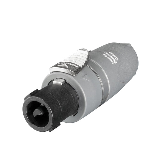 NEUTRIK® speakON®, 2-pole , plastic-, screw terminal w/o wire protection-lizdas jungtis, sidabrinis plated contact(s), tiesi, max. 4 mm², pilkas, 50 pcs.