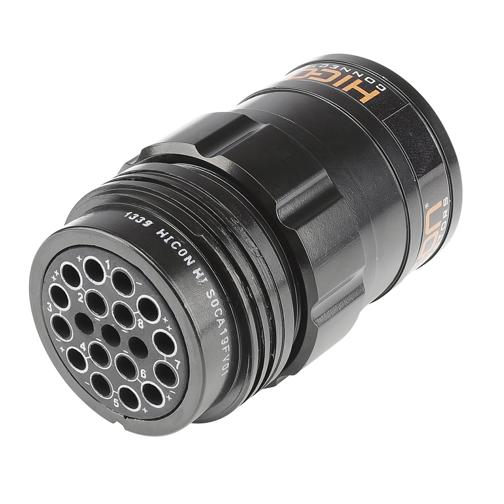 HICON Round LK 19-pole without pins, compatible with Socapex 419, 19-pol , metal-, Cable socket, screwtop, juodas