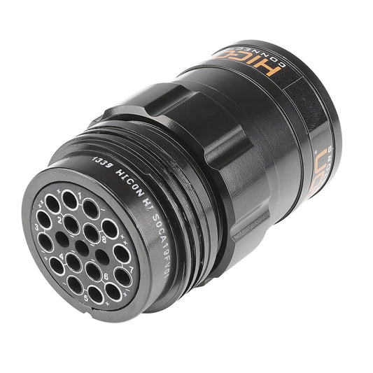HICON Round LK 19-pole without pins, compatible with Socapex 419, 19-pol , metal-, Cable socket, screwtop, juodas