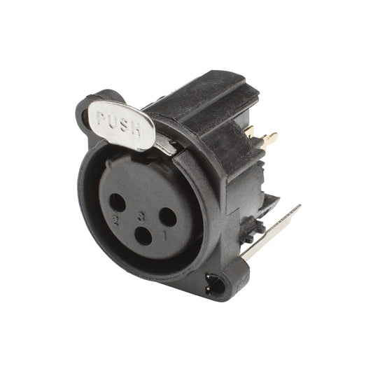 HICON XLR, 3-pole , plastic-, Print connection vertical-lizdas jungtis, Type A, juodas