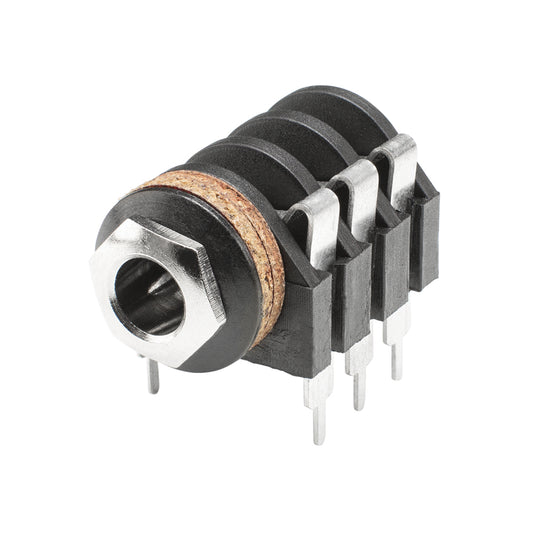 HICON jack (6,3mm), 3-pole , plastic-, Soldering-lizdas jungtis, tin-coated contact(s), tiesi, juodas