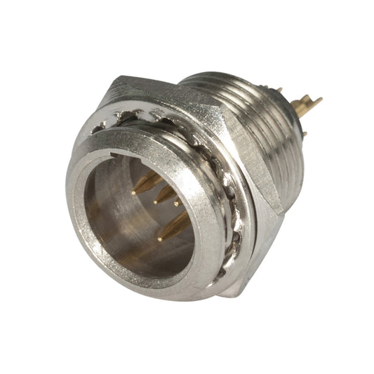 HICON Mini-XLR, 4-pole , metal-, Soldering-kištukas jungtis, gold plated contact(s), Thread 10,9 mm, nickel