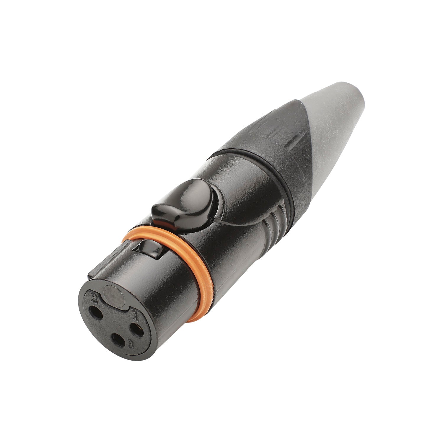 HICON XLR, water- and dustproof IP67 while connected , 3-pole , metal-lizdas jungtis, gold plated contact(s), tiesi, juodas