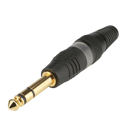HICON jack (6,3mm) 3-pole metal-Soldering-kištukas jungtis, gold plated pin, tiesi, juodas
