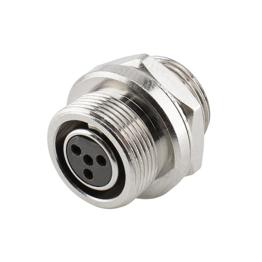 HICON Mini-XLR, IP67 , 4-pole , metal-, Soldering-lizdas jungtis, gold plated contact(s), Thread 10,9 mm, nickel