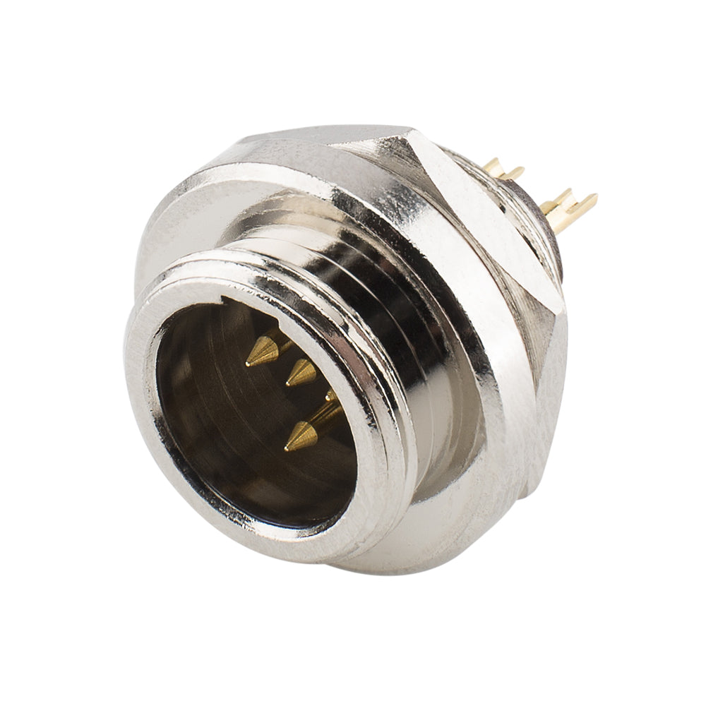 HICON Mini-XLR, IP67 , 4-pole , metal-, Soldering-kištukas jungtis, gold plated contact(s), Thread 10,9 mm, nickel