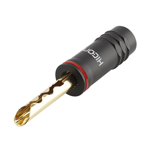 HICON Banana jungtis with toothed clamp, 1-pol , metal-, crimp-kištukas jungtis, hard gold-plated contact(s), tiesi, max. 6 mm², juodas