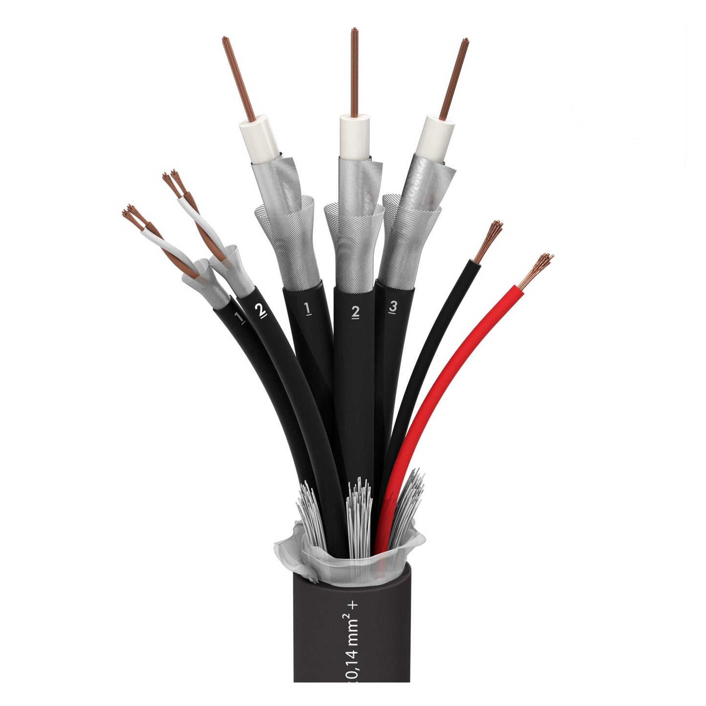 SDI kabelis TRANSIT MC 3202 HD; video: 3 x 1,06/4,80; audio: 2 x 2 x 0,14 mm²; PVC Ø 20,90 mm; juodas - 100 m ritė