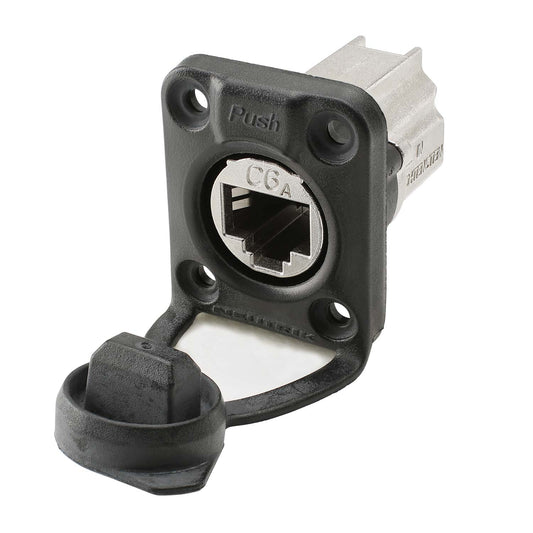 NEUTRIK® RJ45 CAT.6A IDC IP65, 8-pole , metal-, Patch-lizdas jungtis, Type D, juodas
