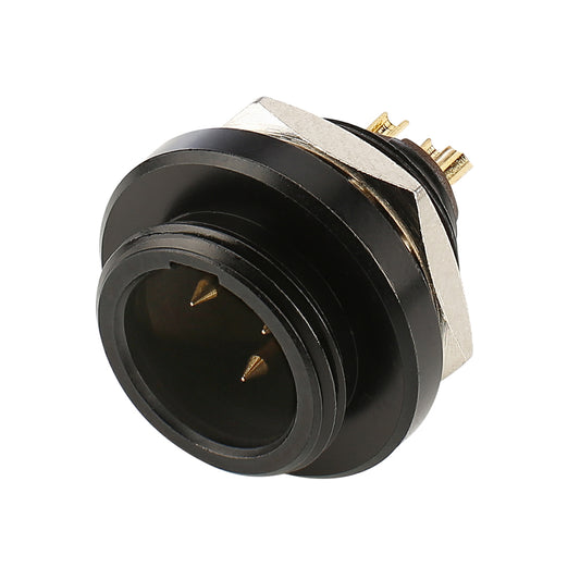 HICON Mini-XLR, IP67 , 3-pole , metal-, Soldering-kištukas jungtis, gold plated contact(s), Thread 10,9 mm, juodas