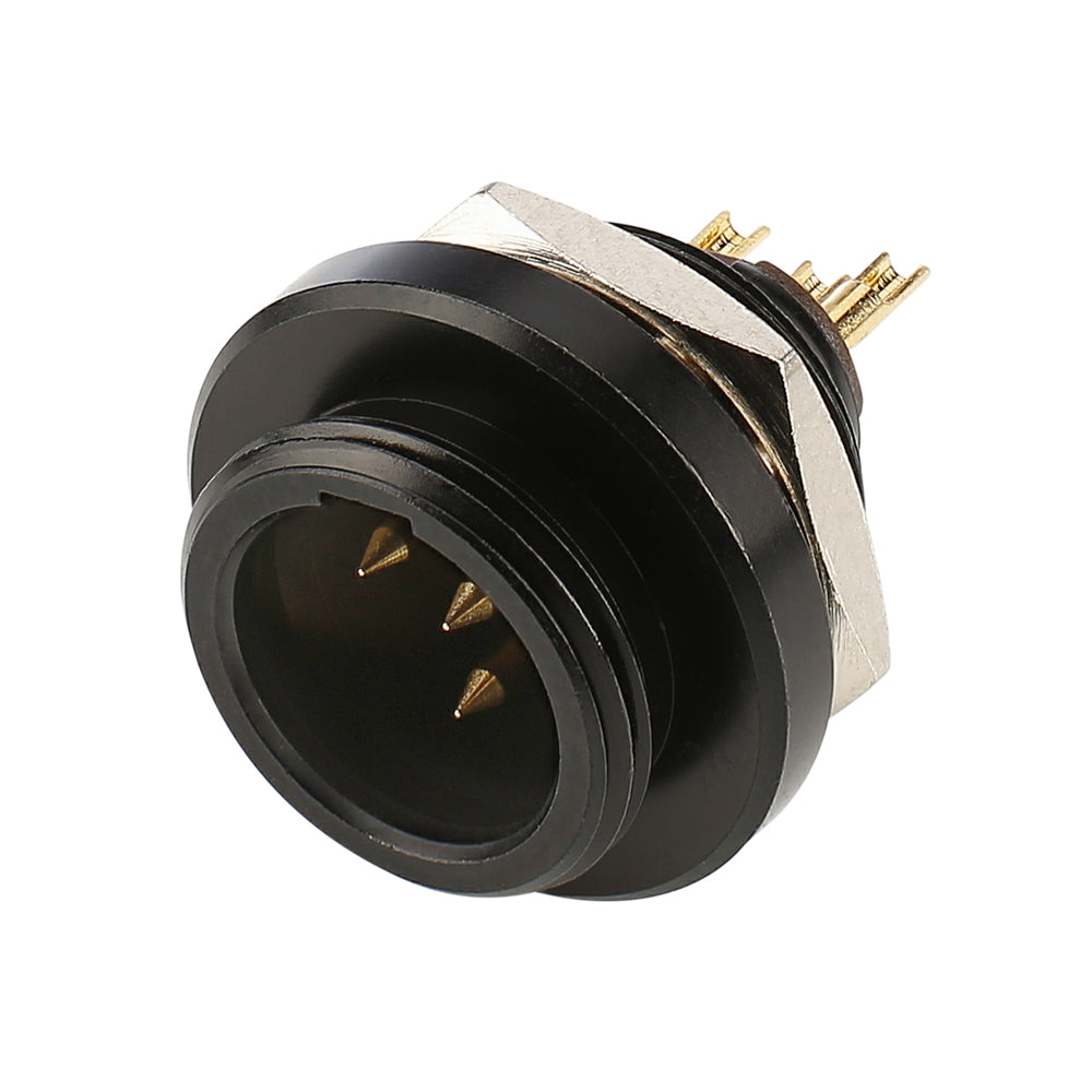 HICON Mini-XLR, IP67 , 4-pole , metal-, Soldering-kištukas jungtis, gold plated contact(s), Thread 10,9 mm, juodas