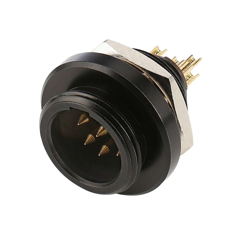 HICON Mini-XLR, IP67 , 5-pol , metal-, Soldering-kištukas jungtis, gold plated contact(s), Thread 10,9 mm, juodas
