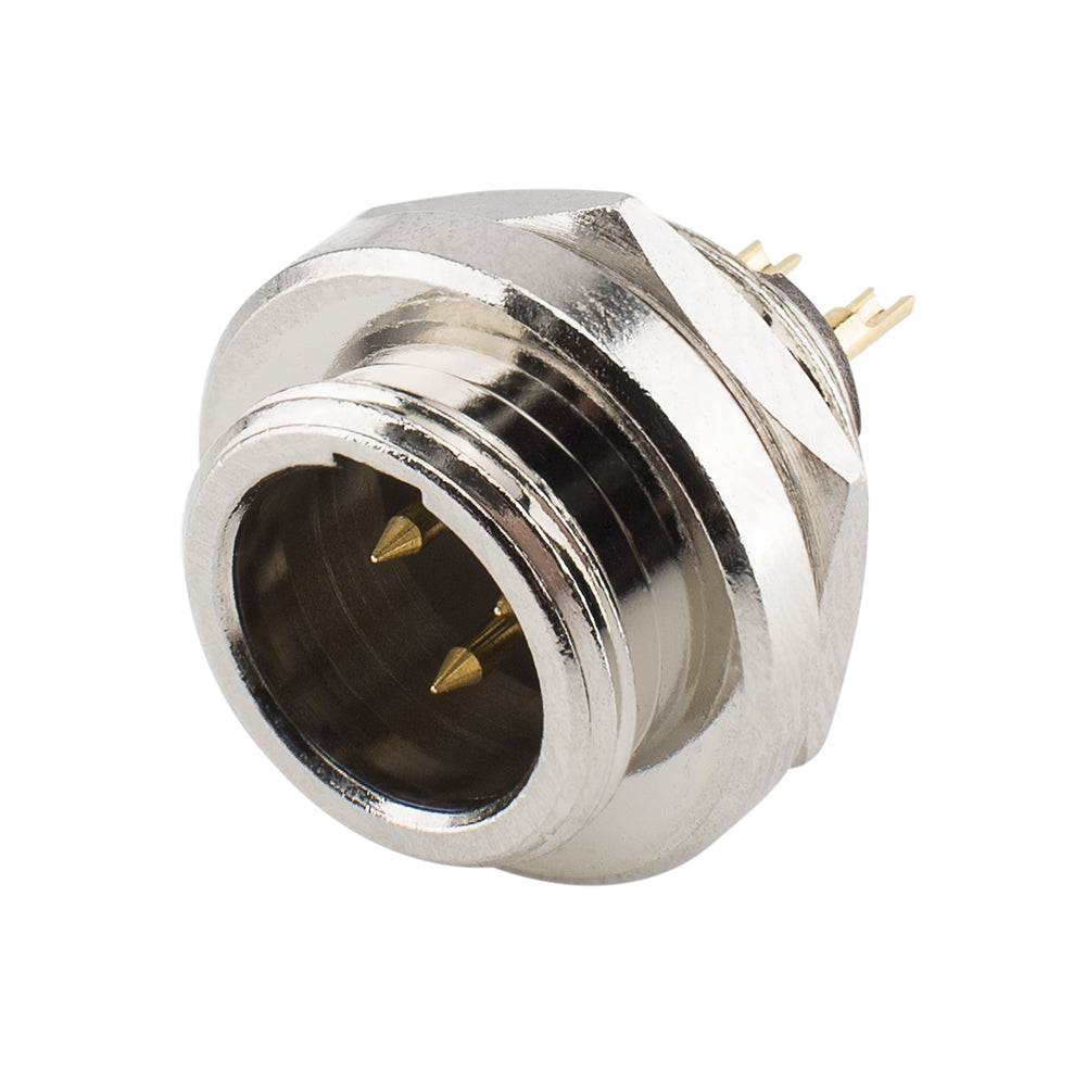 HICON Mini-XLR, IP67 , 3-pole , metal-, Soldering-kištukas jungtis, gold plated contact(s), Thread 10,9 mm, nickel