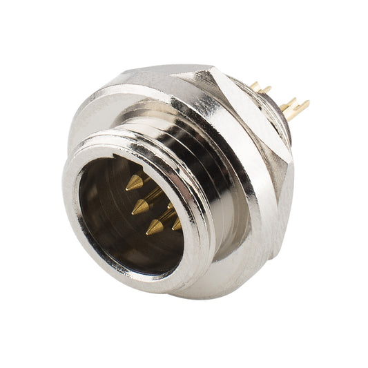 HICON Mini-XLR, IP67 , 5-pol , metal-, Soldering-kištukas jungtis, gold plated contact(s), Thread 10,9 mm, nickel