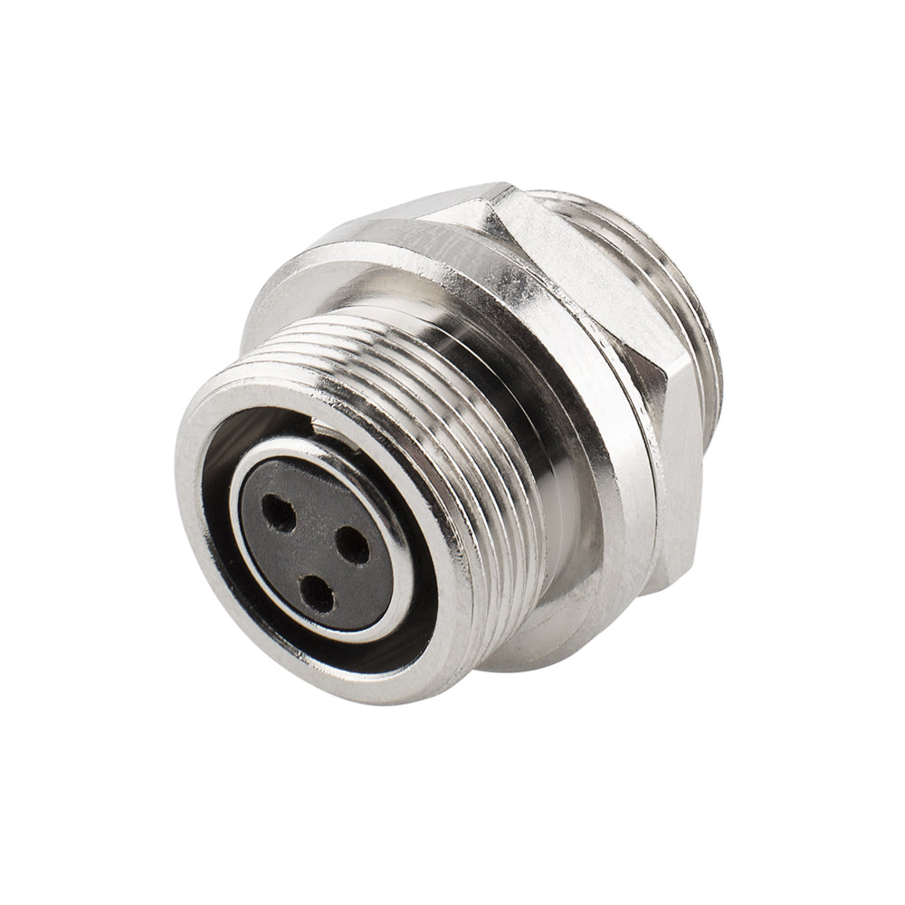 HICON Mini-XLR, IP67 , 3-pole , metal-, Soldering-lizdas jungtis, gold plated contact(s), Thread 10,9 mm, nickel