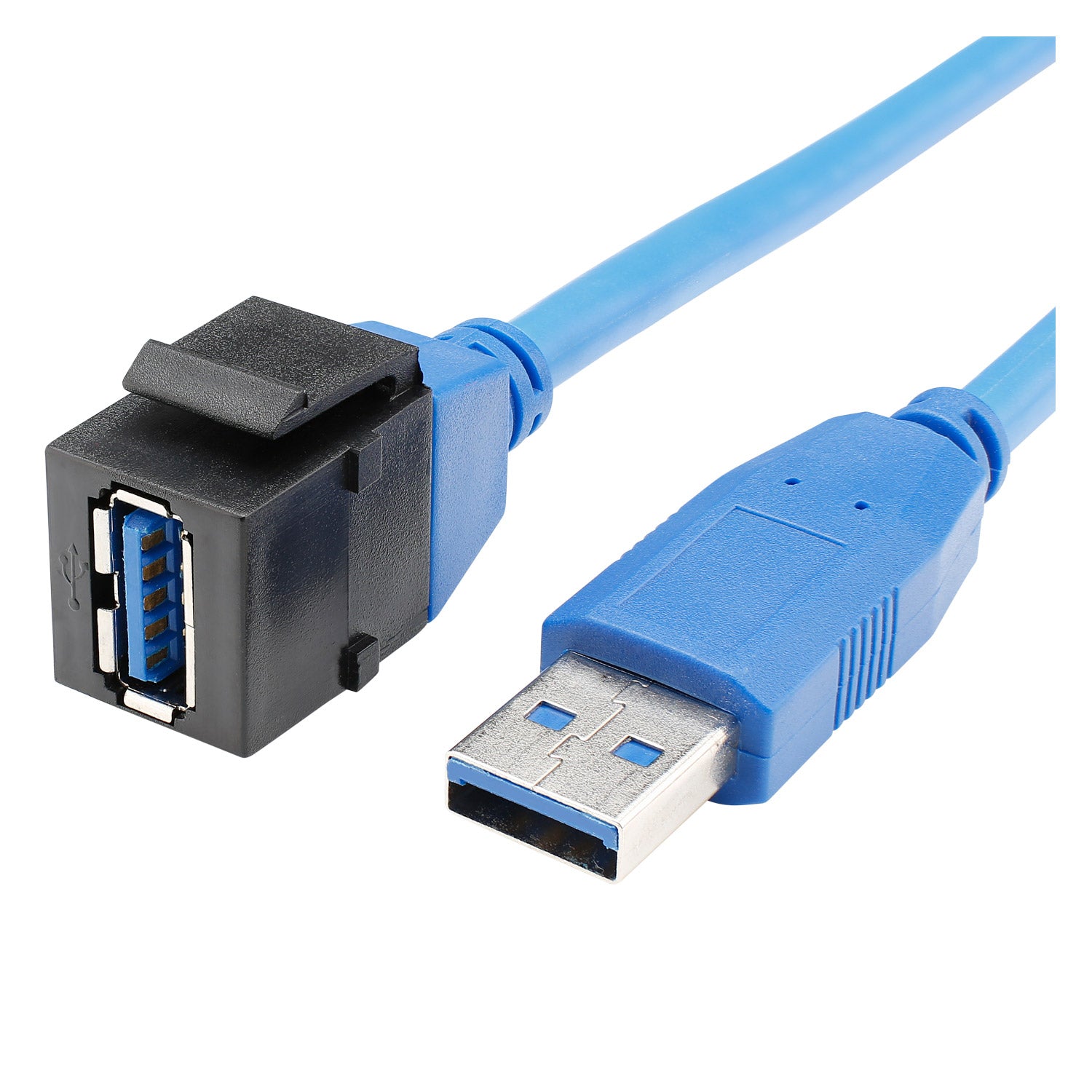 USB 3.0, plastic-, Patch cable-, nickel plated contact(s), Keystone Clip-In, juodas