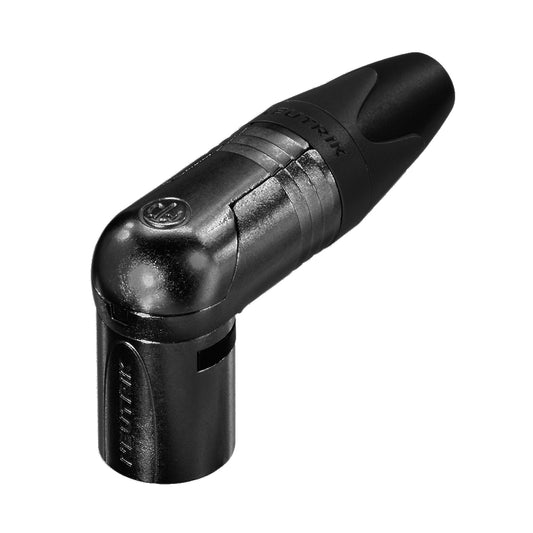 NEUTRIK® XLR, 3-pole , metal-, Soldering-kištukas jungtis, sidabrinis plated contact(s), angled, juodas