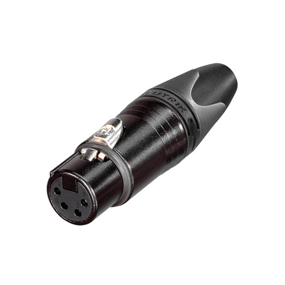 NEUTRIK® XLR, 4-pole , metal-, Soldering-lizdas jungtis, sidabrinis plated contact(s), tiesi, juodas