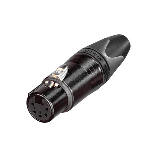 NEUTRIK® XLR, 5-pol , metal-, Soldering-lizdas jungtis, sidabrinis plated contact(s), tiesi, juodas