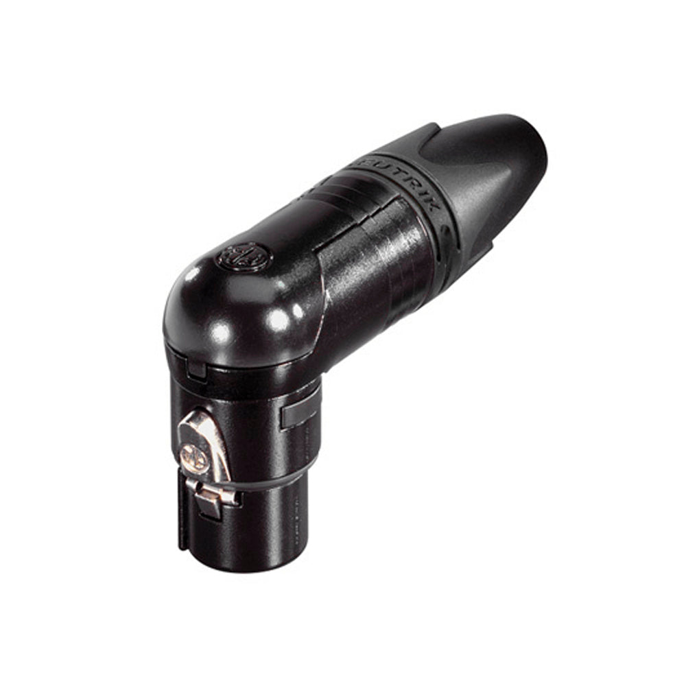 NEUTRIK® XLR, 3-pole , metal-, Soldering-lizdas jungtis, sidabrinis plated contact(s), angled, juodas