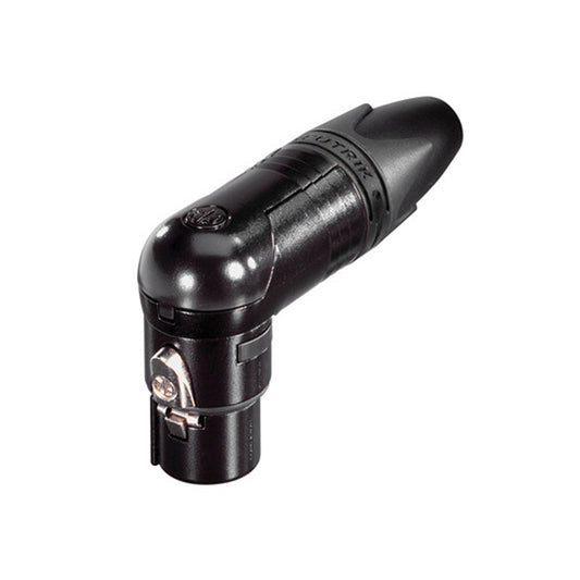 NEUTRIK® XLR, 3-pole , metal-, Soldering-lizdas jungtis, sidabrinis plated contact(s), angled, juodas