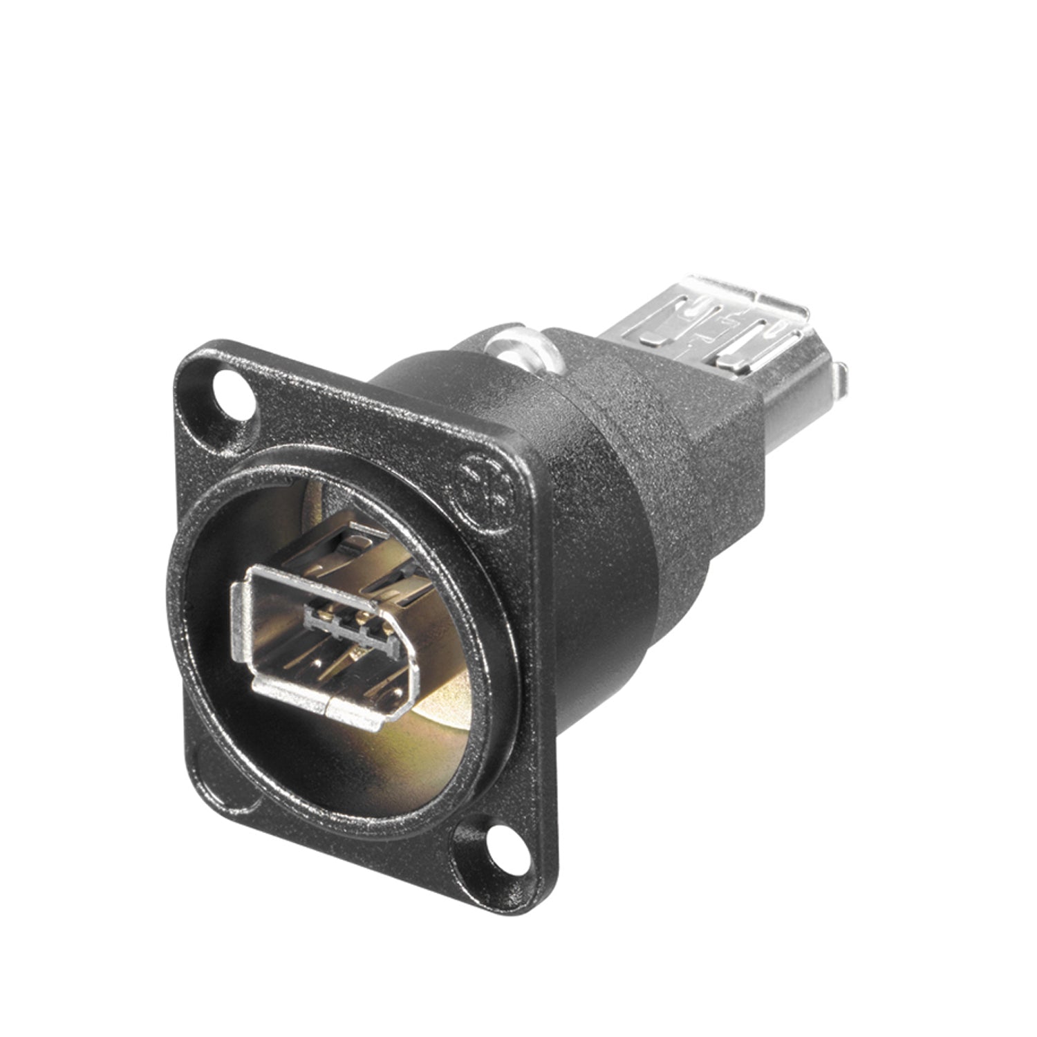 NEUTRIK® Firewire, 6-pole , metal-, Patch-lizdas jungtis, gold plated contact(s), Type D, juodas