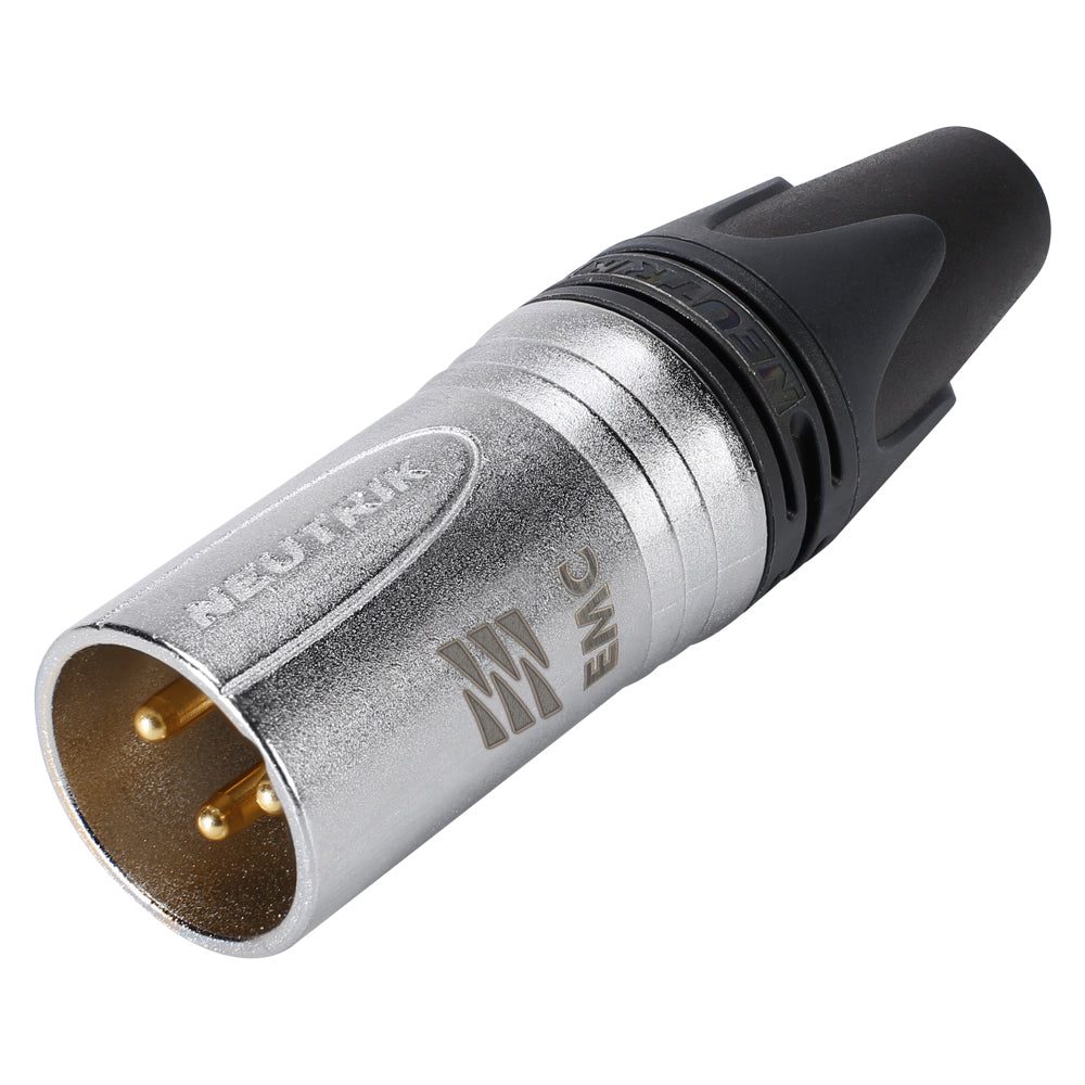 NEUTRIK® XLR, 3-pole , Velvet Chrome housing-, Soldering-kištukas jungtis, hard gold plated contact(s), tiesi, pilkas