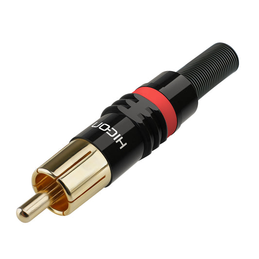 HICON RCA, 2-pole , metal-, Soldering-kištukas jungtis, gold plated contact(s), tiesi, juodas