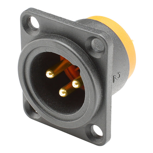 HICON XLR, Water- and dust-proof IP54 in mated condition , 3-pole , Polyamide-kištukas jungtis, gold plated contact(s), tiesi, juodas