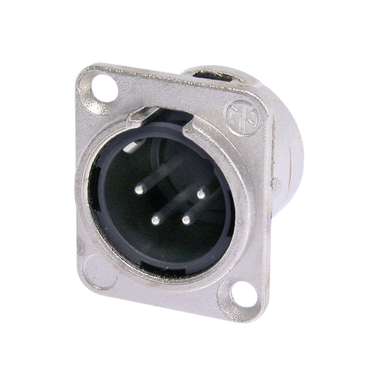 NEUTRIK® XLR, 4-pole , metal-, Soldering-kištukas jungtis, sidabrinis plated contact(s), Type D, nickel