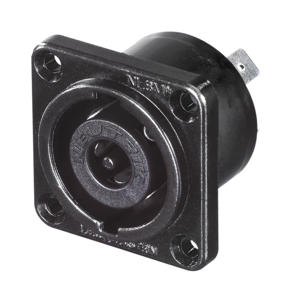 NEUTRIK® speakON®, IP52 , 8-pole , metal-, Soldering-kištukas jungtis, sidabrinis plated contact(s), Type G, juodas